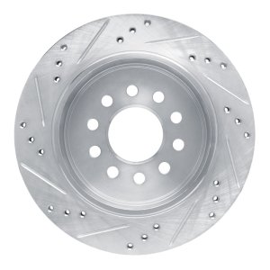 Lincoln Town Car Brake Rotor (1) - Rear Right - R1 Concepts - Drilled & Slotted - Silver - `03-`11